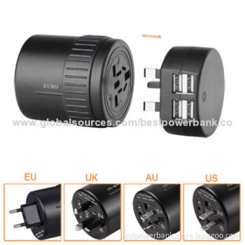 High-quality 4 USB Ports Changeable Plugs Wall Charger, 365 Days Warranty
